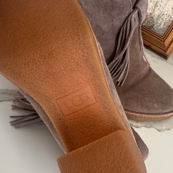 UGG Brown Suede Ankle Boots with Tassels - Picture 2 of 5